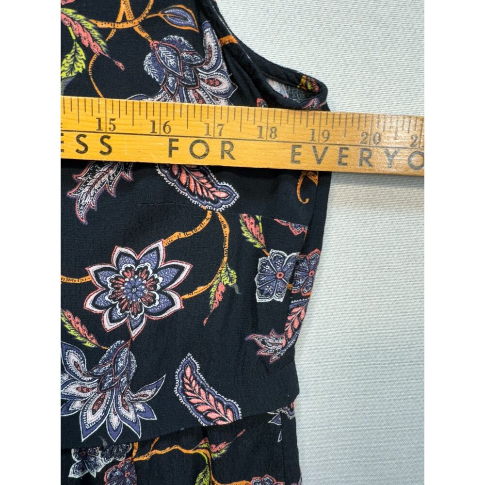 J. Jill Womens Button-Front Blouse Top Size S Petite Black Floral Sleeveless Y2K - Picture 8 of 11